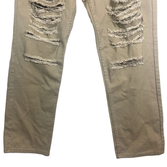 Akademiks Rip Twill Jeans Mens 38x30 Camel AKA36JN37 Punk Ript‎ Jeenz Distressed - Picture 4 of 15
